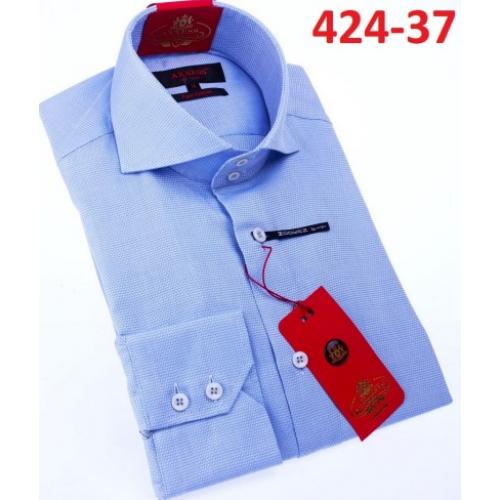 Axxess Light Blue Cotton Modern Fit Dress Shirt With Button Cuff 424-37